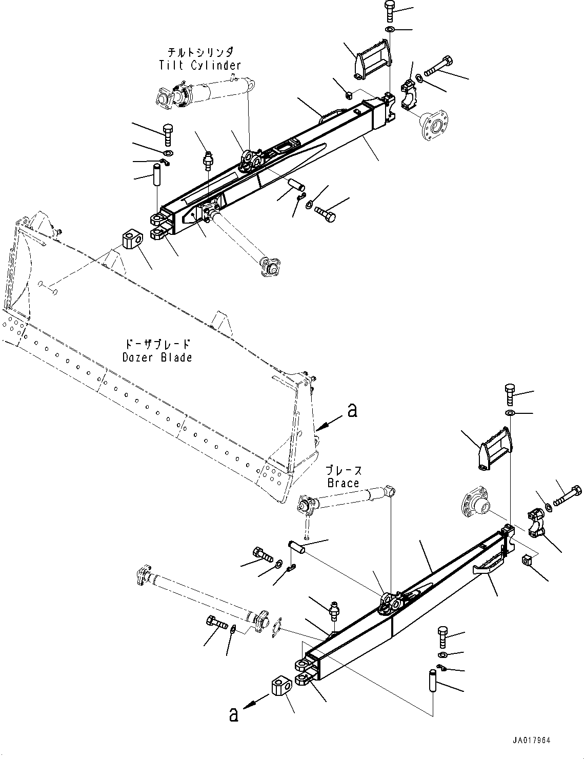 Komatsu parts book diagram for D85PX-18E0 S/N 26001-UP: DOZER FRAME, FRAME AND PIN(#23410-)
