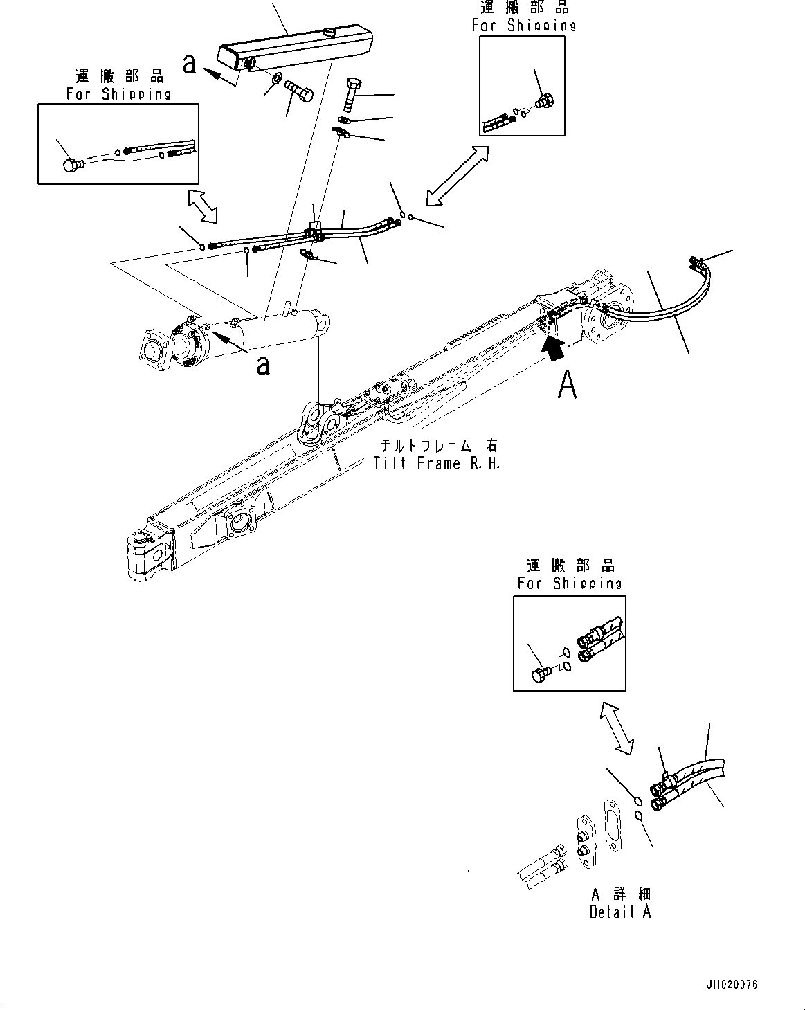 Komatsu parts book diagram for D85PX-18E0 S/N 26001-UP: TILT CYLINDER PIPING, (#22001-)
