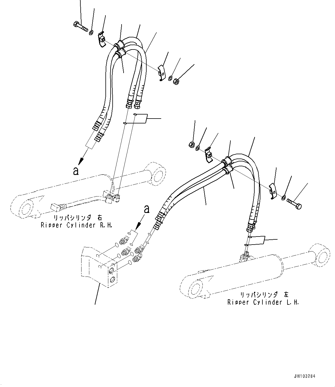 Komatsu parts book diagram for D85PX-18E0 S/N 26001-UP: RIPPER PIPING, (#23028-)