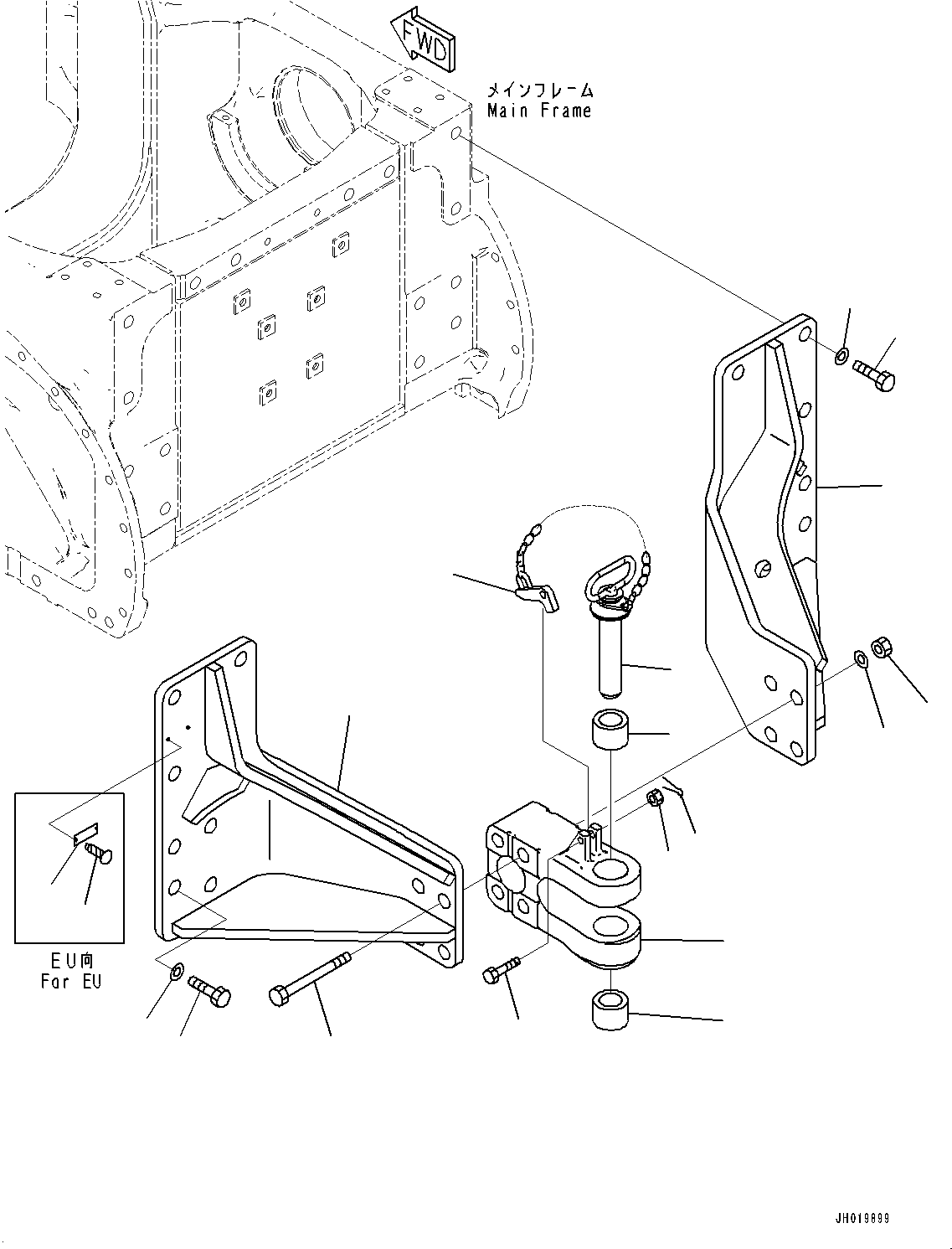 Komatsu parts book diagram for D85PX-18E0 S/N 26001-UP: DRAWBAR, (#25153-)