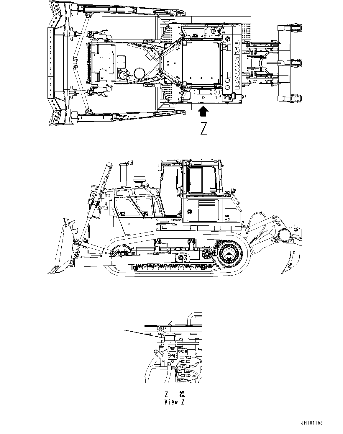 Komatsu parts book diagram for D85PX-18E0 S/N 26001-UP: CAUTION PLATES, BACKWARD, (#22001-)