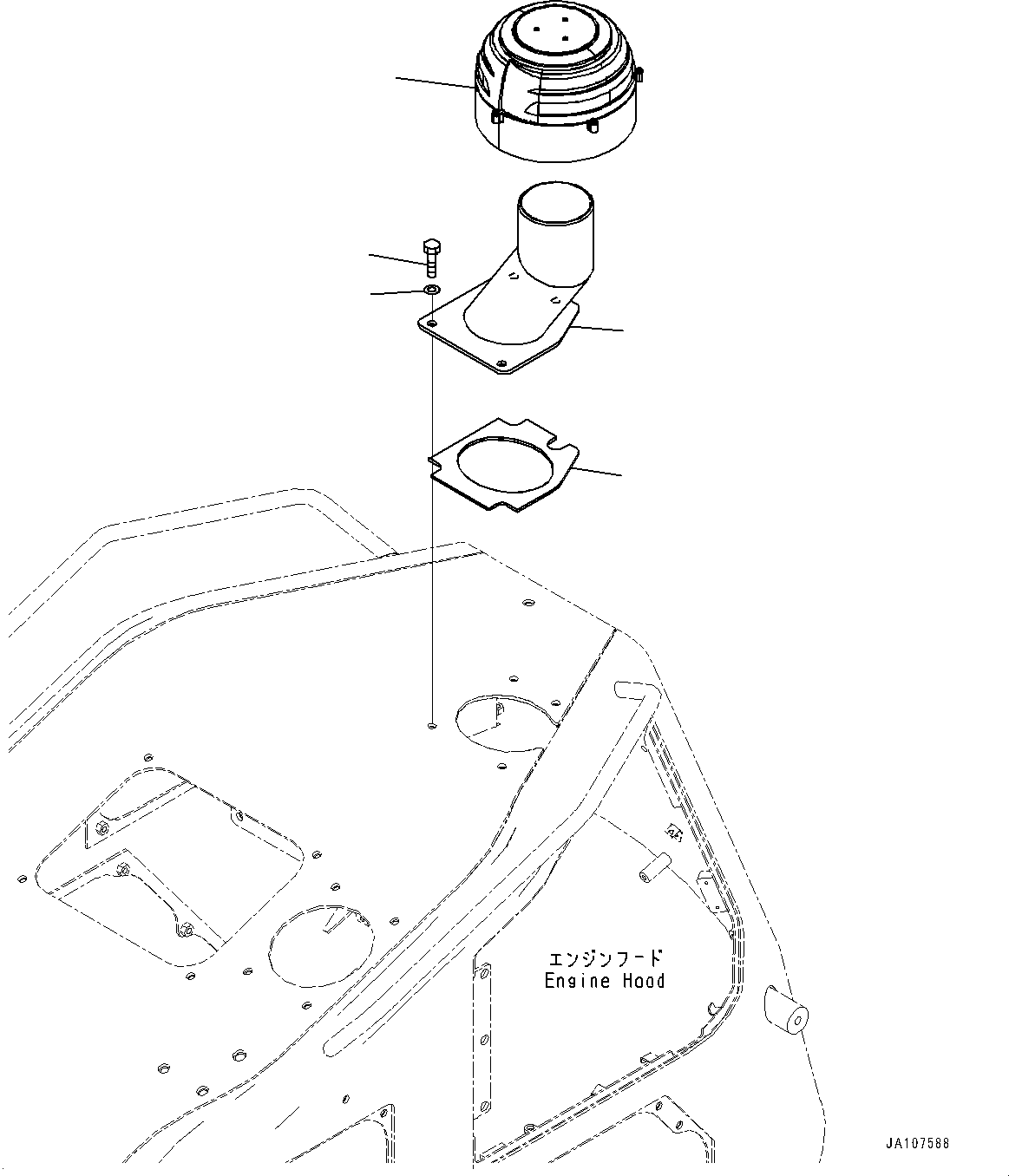 Komatsu parts book diagram for D71PXI-24 S/N 74001-UP: PRE-CLEANER, (#70002-)
