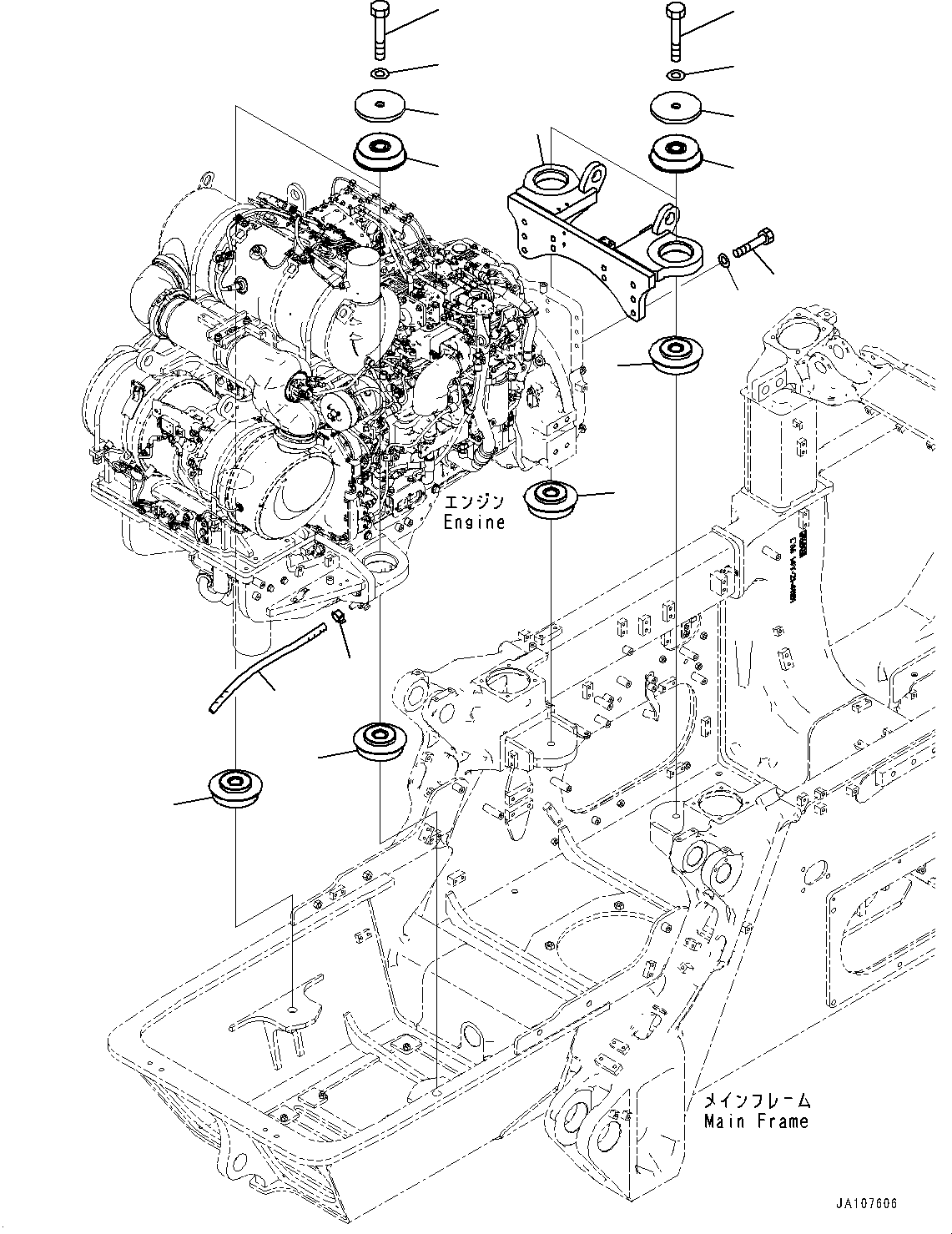 Komatsu parts book diagram for D71PXI-24 S/N 74001-UP: ENGINE MOUNTING, (#70002-)