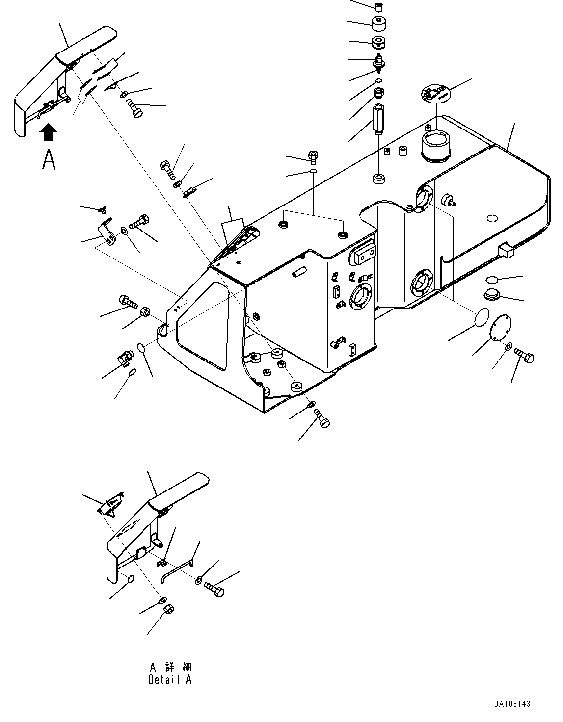Komatsu parts book diagram for D71PXI-24 S/N 74001-UP: FUEL TANK, TANK AND BREATHER(#70002-)