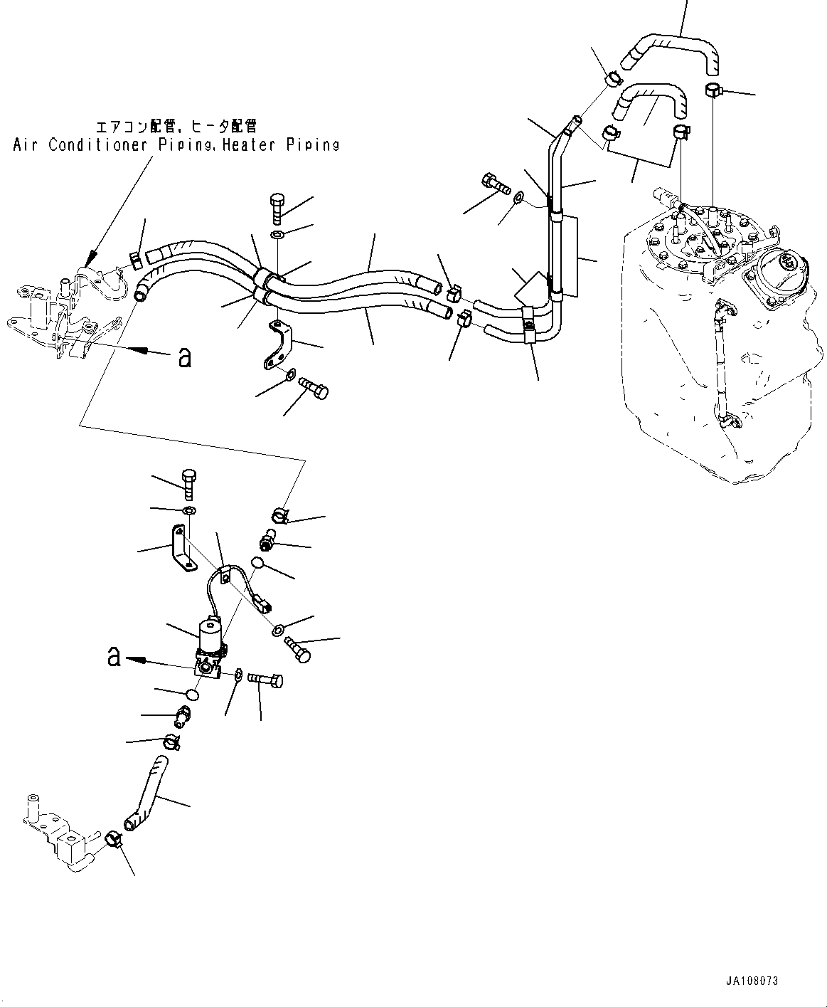 Komatsu parts book diagram for D71PXI-24 S/N 74001-UP: DEF PIPING, HEATER PIPING(#70002-)