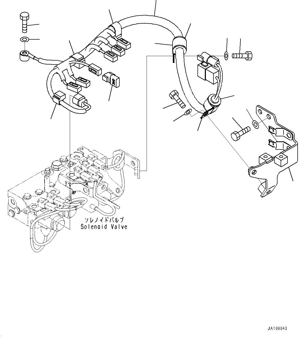 Komatsu parts book diagram for D71PXI-24 S/N 74001-UP: ELECTRIC WIRING HARNESS, SOLENOID VALVE WIRING HARNESS(#70002-)