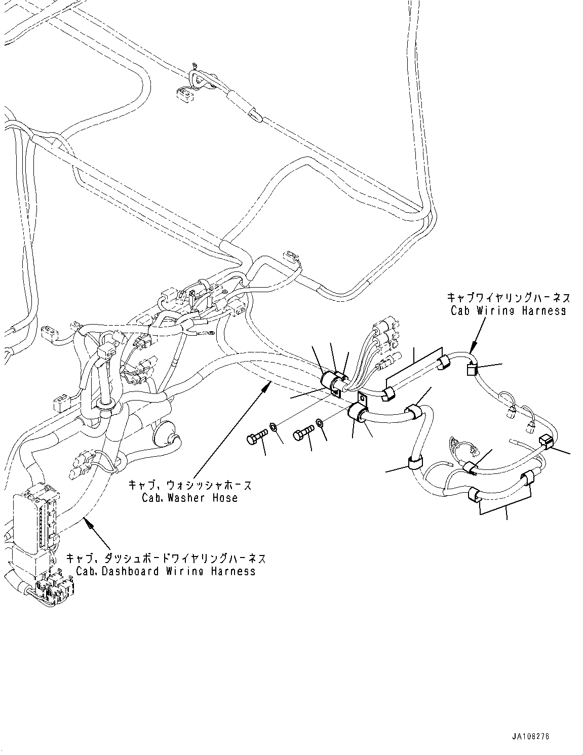 Komatsu parts book diagram for D71PXI-24 S/N 74001-UP: BATTERY ELECTRIC WIRING HARNESS, WIRING HARNESS CLIP(#71119-)