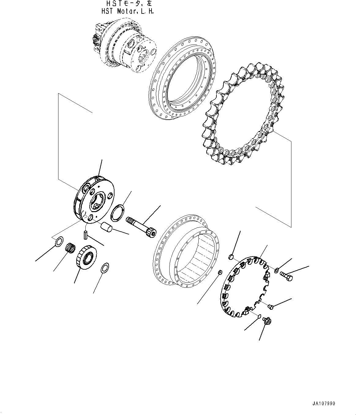 Komatsu parts book diagram for D71PXI-24 S/N 74001-UP: FINAL DRIVE, CARRIER, L.H.(#70002-)