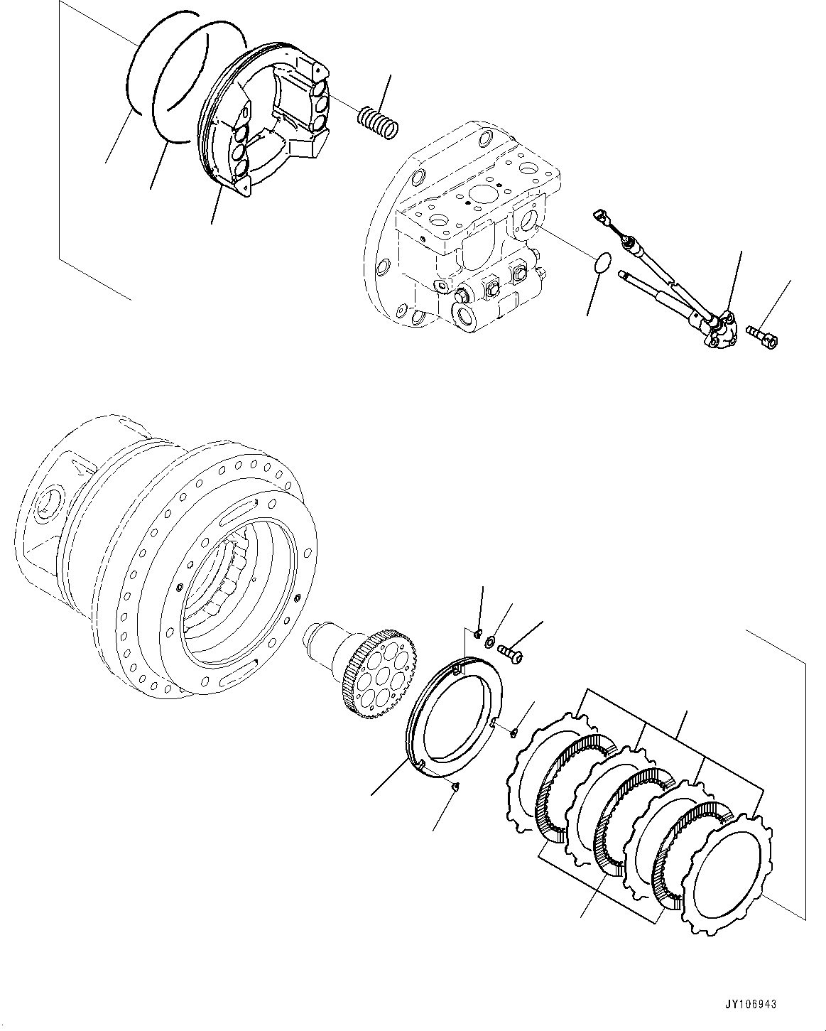 Komatsu parts book diagram for D71PXI-24 S/N 74001-UP: FINAL DRIVE, HST MOTOR, L.H. (4/4)(#70002-)