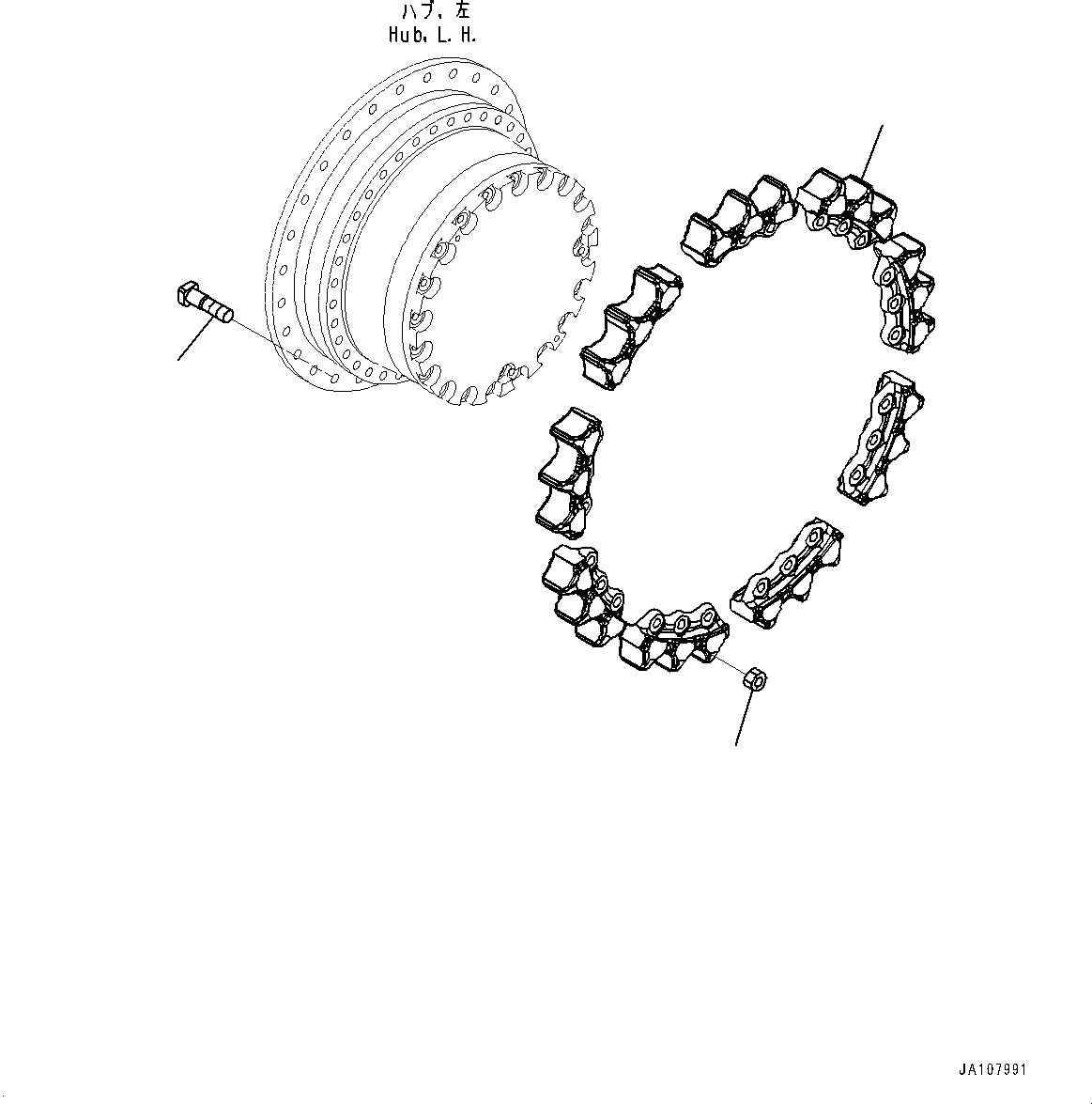 Komatsu parts book diagram for D71PXI-24 S/N 74001-UP: FINAL DRIVE, TEETH, L.H.(#70002-)