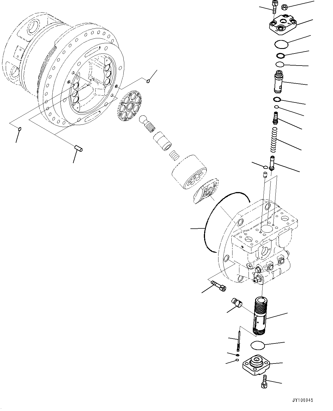Komatsu parts book diagram for D71PXI-24 S/N 74001-UP: FINAL DRIVE, HST MOTOR, R.H. (2/4)(#70002-)