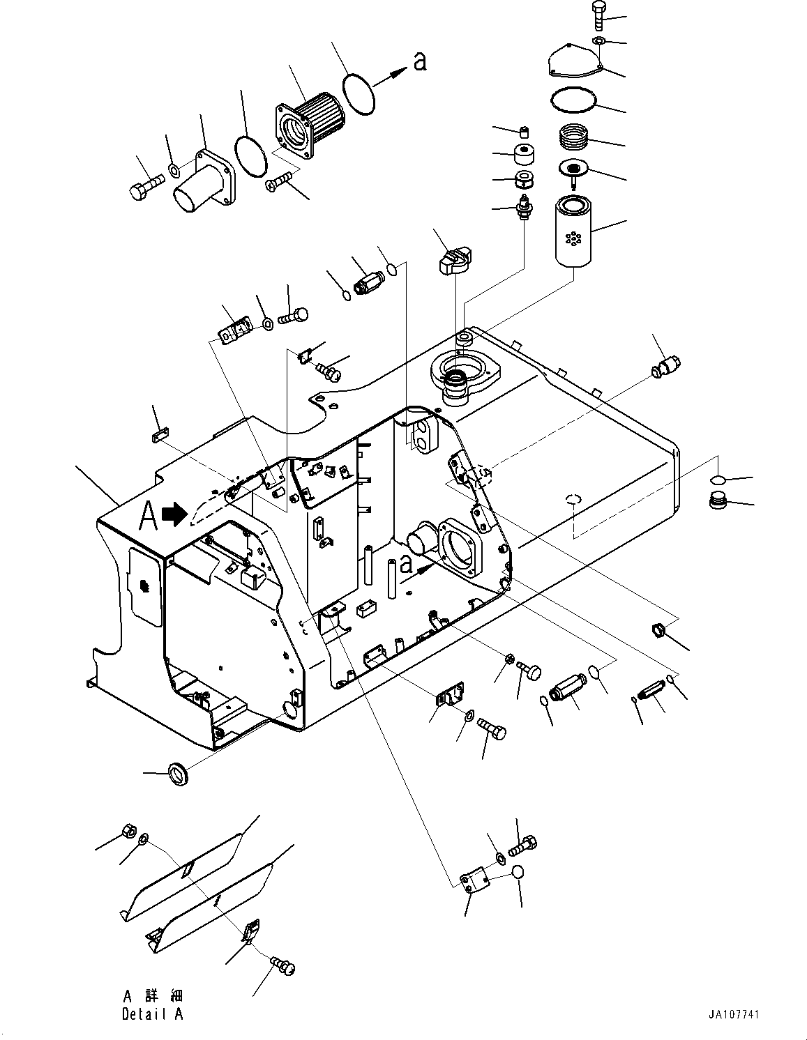 Komatsu parts book diagram for D71PXI-24 S/N 74001-UP: HYDRAULIC TANK, TANK AND BREATHER(#70002-)
