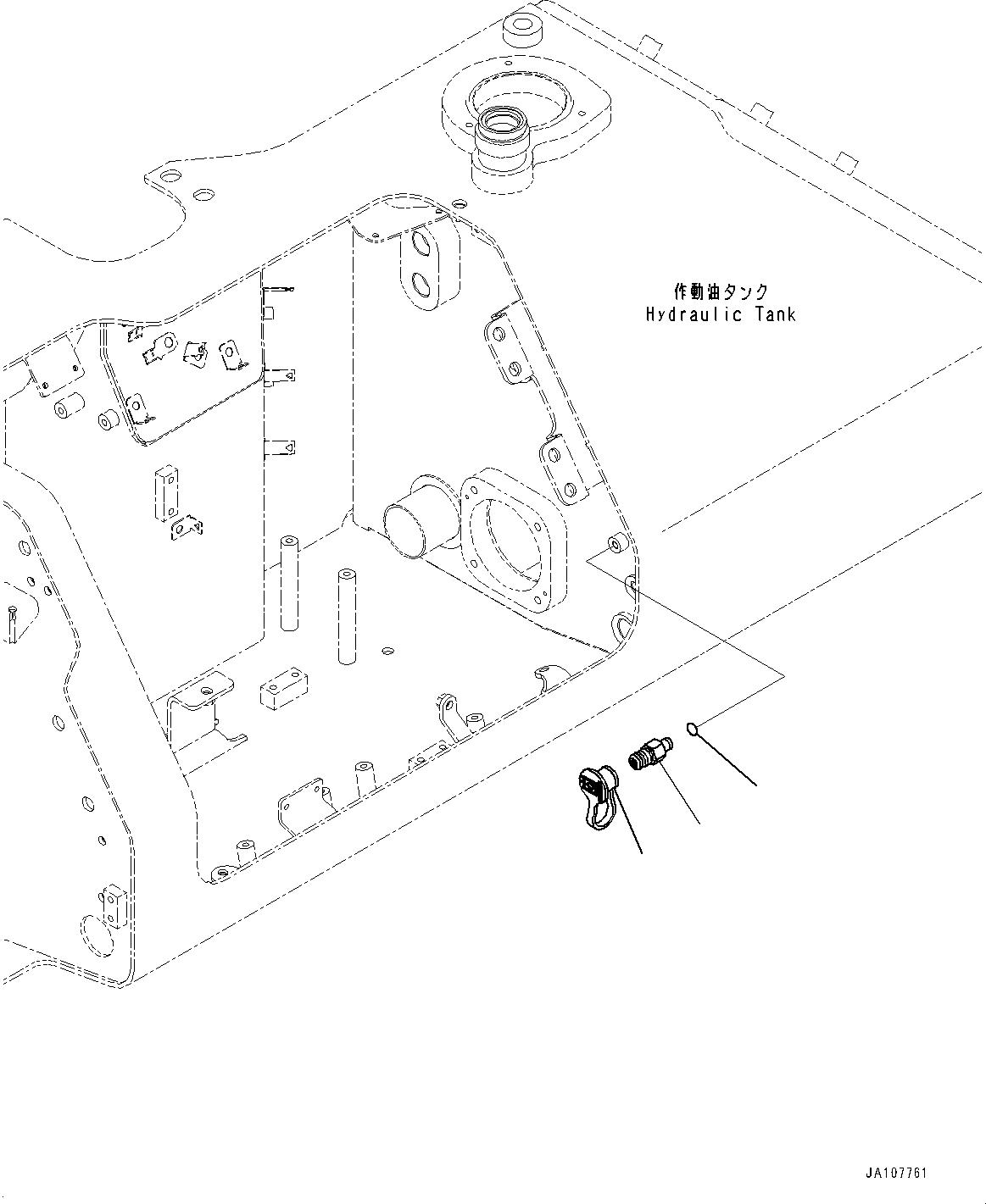 Komatsu parts book diagram for D71PXI-24 S/N 74001-UP: HYDRAULIC TANK, HYDRAULIC OIL VALVE(#70002-)