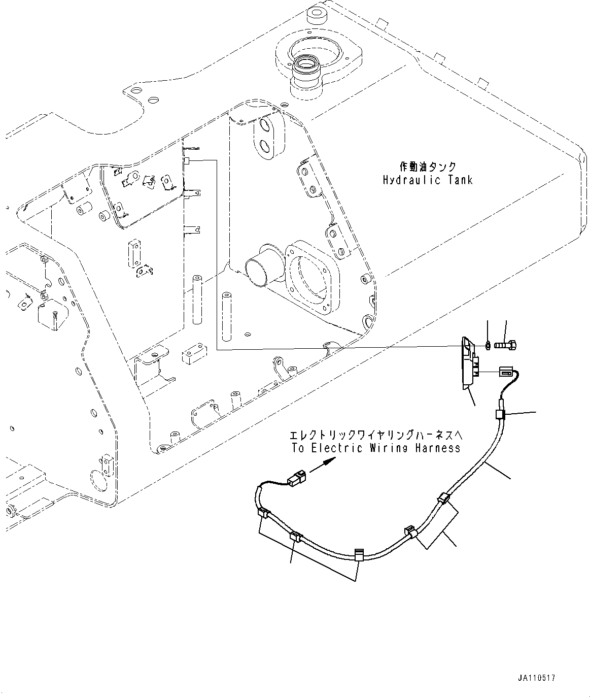 Komatsu parts book diagram for D71PXI-24 S/N 74001-UP: HYDRAULIC TANK, WIRING HARNESS(#70002-)