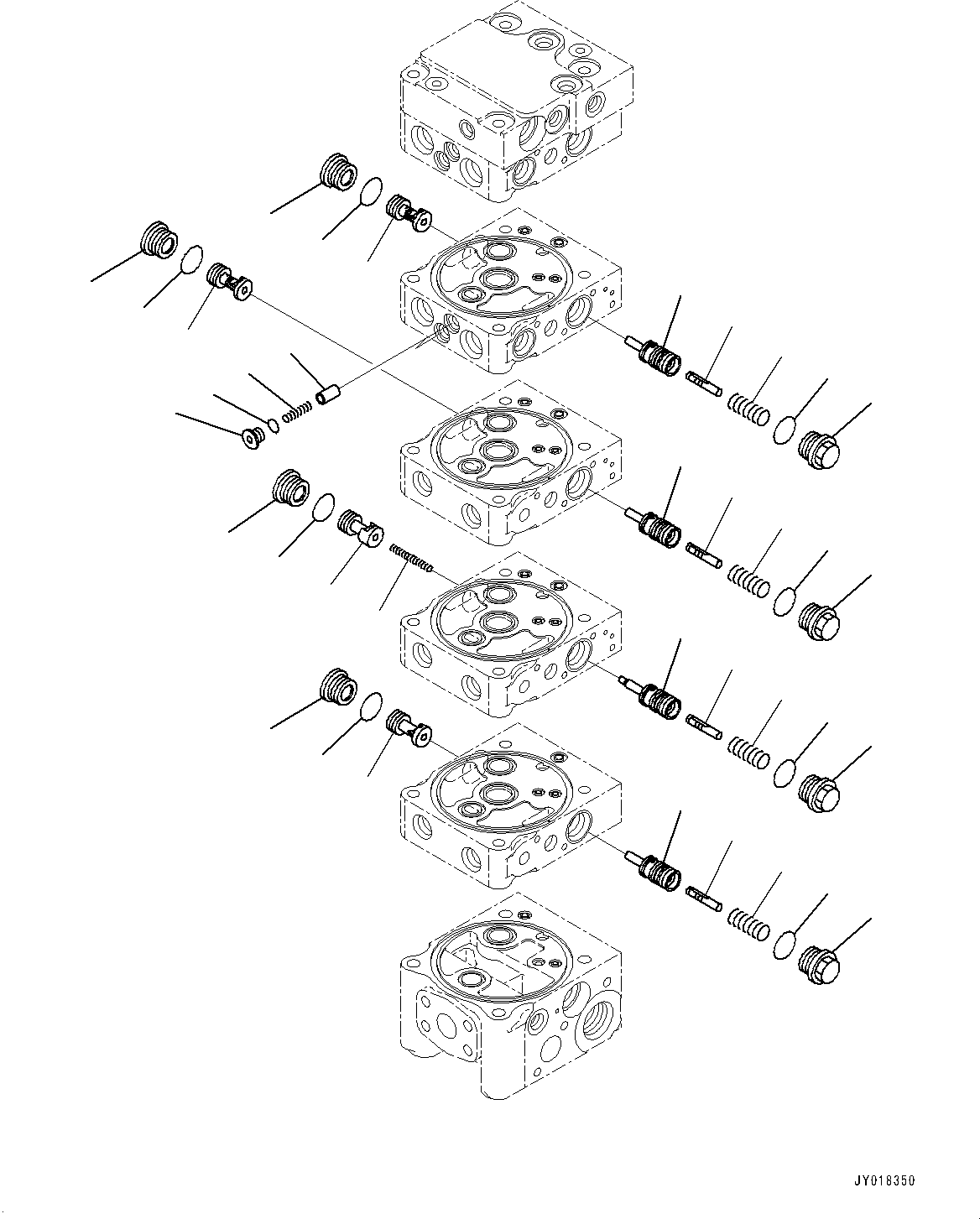 Komatsu parts book diagram for D71PXI-24 S/N 74001-UP: CONTROL VALVE, 5-VALVE (5/12)(#70002-)