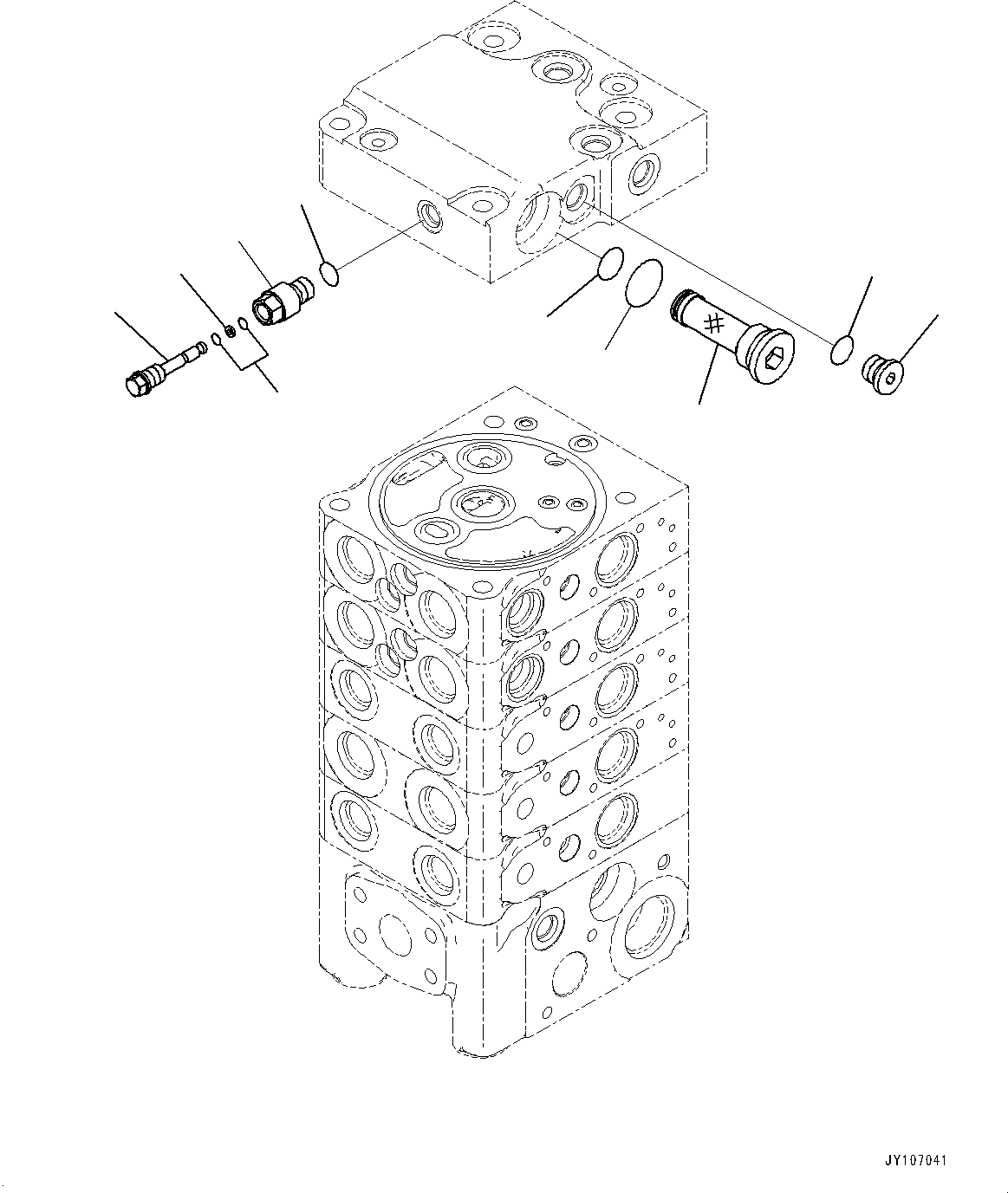 Komatsu parts book diagram for D71PXI-24 S/N 74001-UP: CONTROL VALVE, 5-VALVE (6/12)(#70002-)