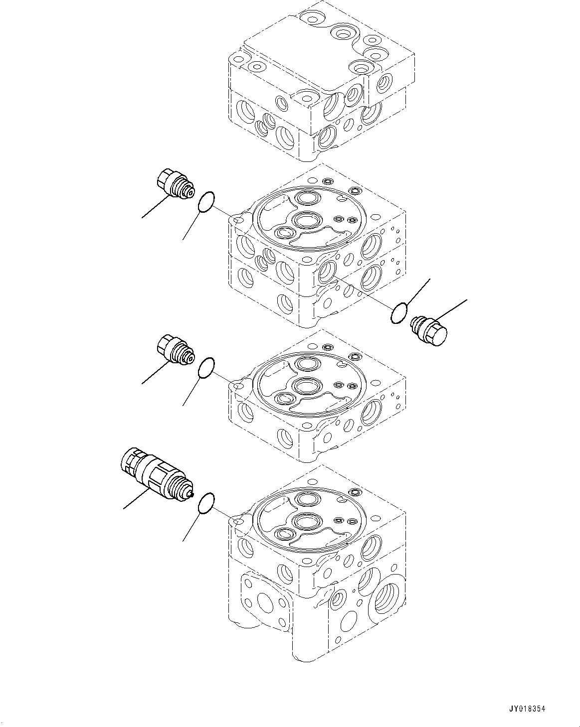 Komatsu parts book diagram for D71PXI-24 S/N 74001-UP: CONTROL VALVE, 5-VALVE (9/12)(#70002-)