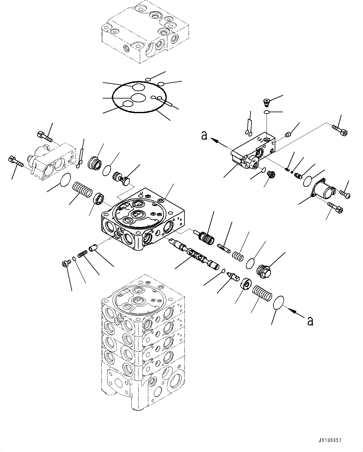 Komatsu parts book diagram for D71PXI-24 S/N 74001-UP: CONTROL VALVE, 5-VALVE (10/12)(#70002-)