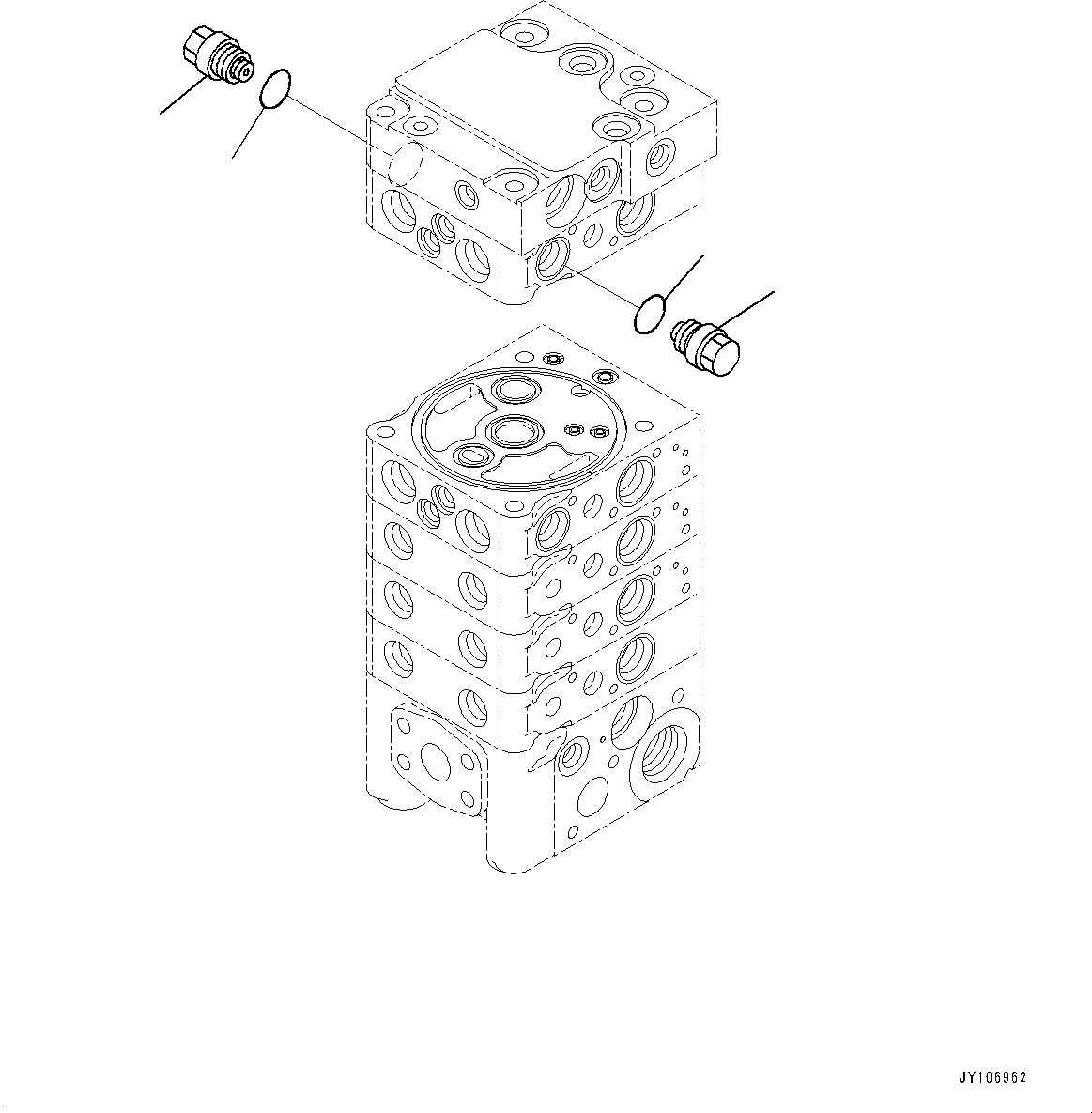 Komatsu parts book diagram for D71PXI-24 S/N 74001-UP: CONTROL VALVE, 5-VALVE (11/12)(#70002-)