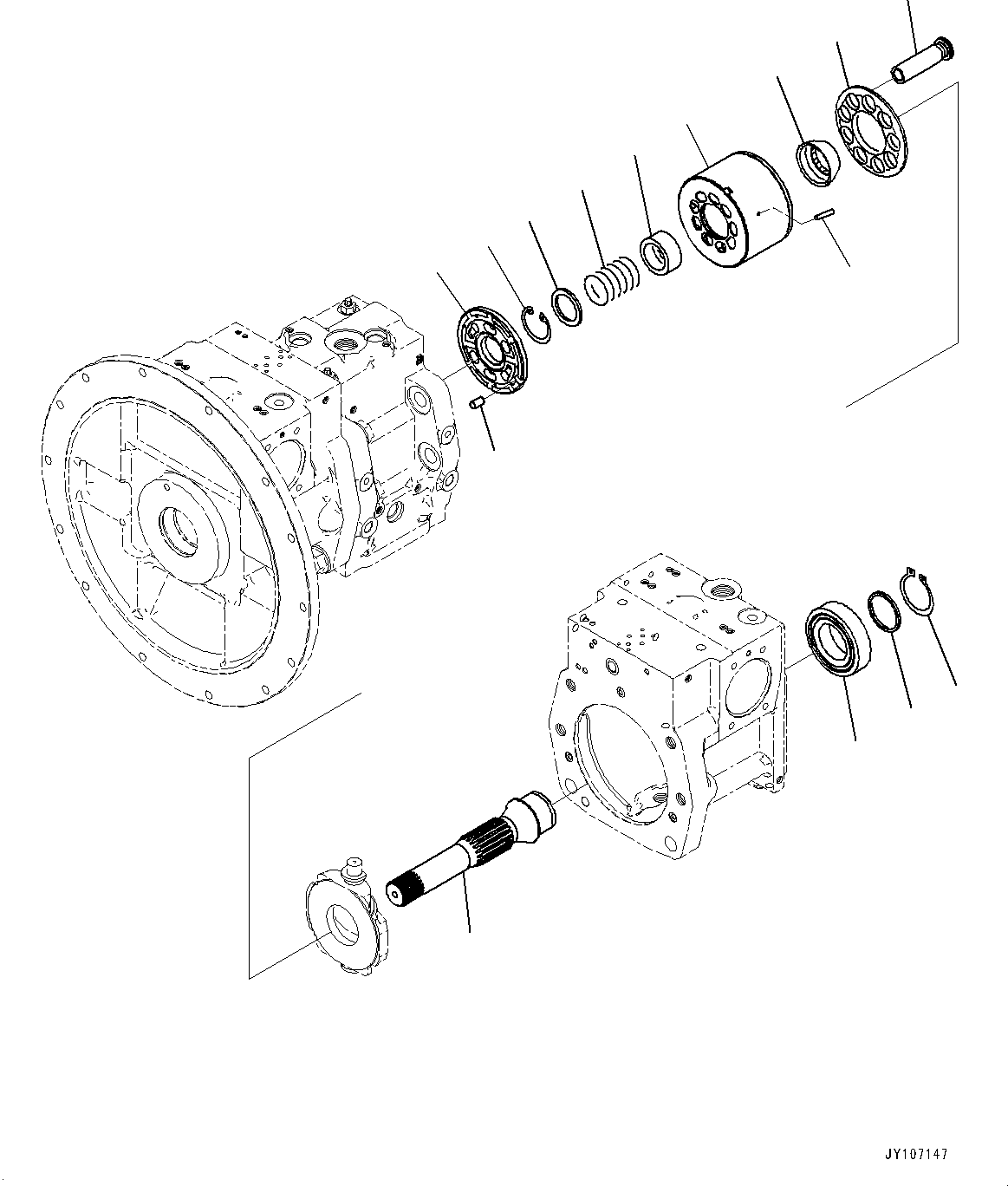 Komatsu parts book diagram for D71PXI-24 S/N 74001-UP: HYDRAULIC PUMP, HST PUMP (7/11)(#70002-)