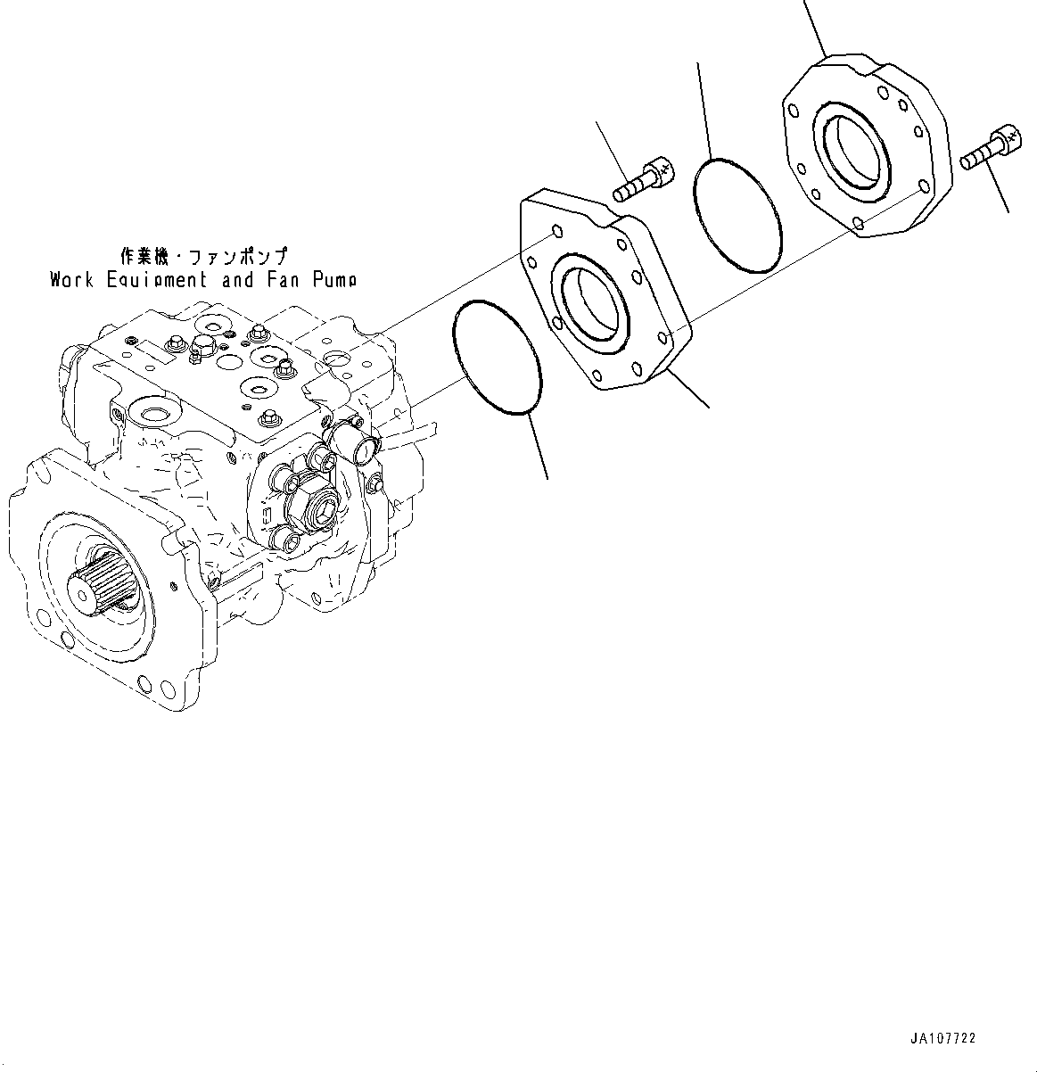 Komatsu parts book diagram for D71PXI-24 S/N 74001-UP: HYDRAULIC PUMP, FAN PUMP MOUNTING(#70002-)