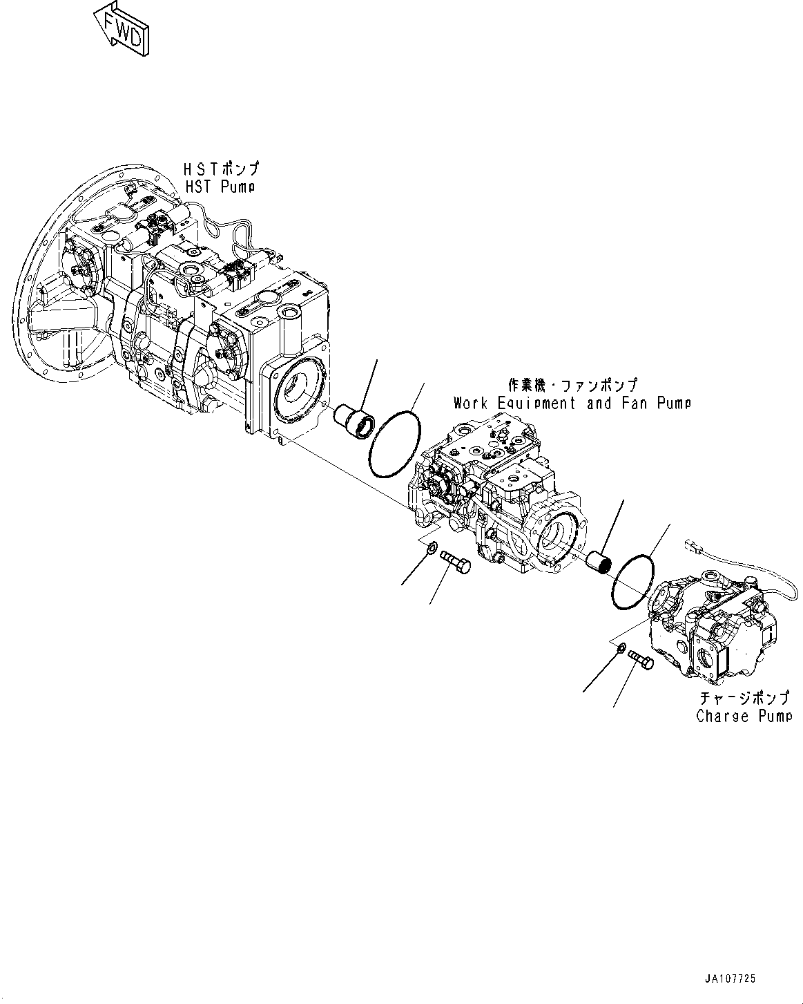 Komatsu parts book diagram for D71PXI-24 S/N 74001-UP: HYDRAULIC PUMP, COUPLING(#70002-)