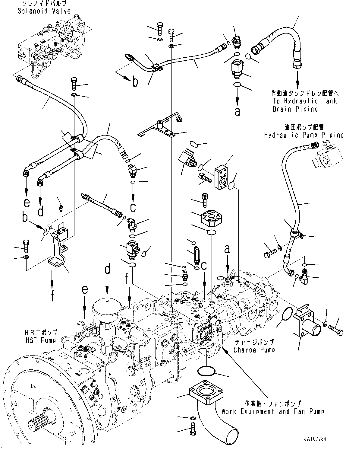 Komatsu parts book diagram for D71PXI-24 S/N 74001-UP: HYDRAULIC PUMP, ELBOW(#70002-)