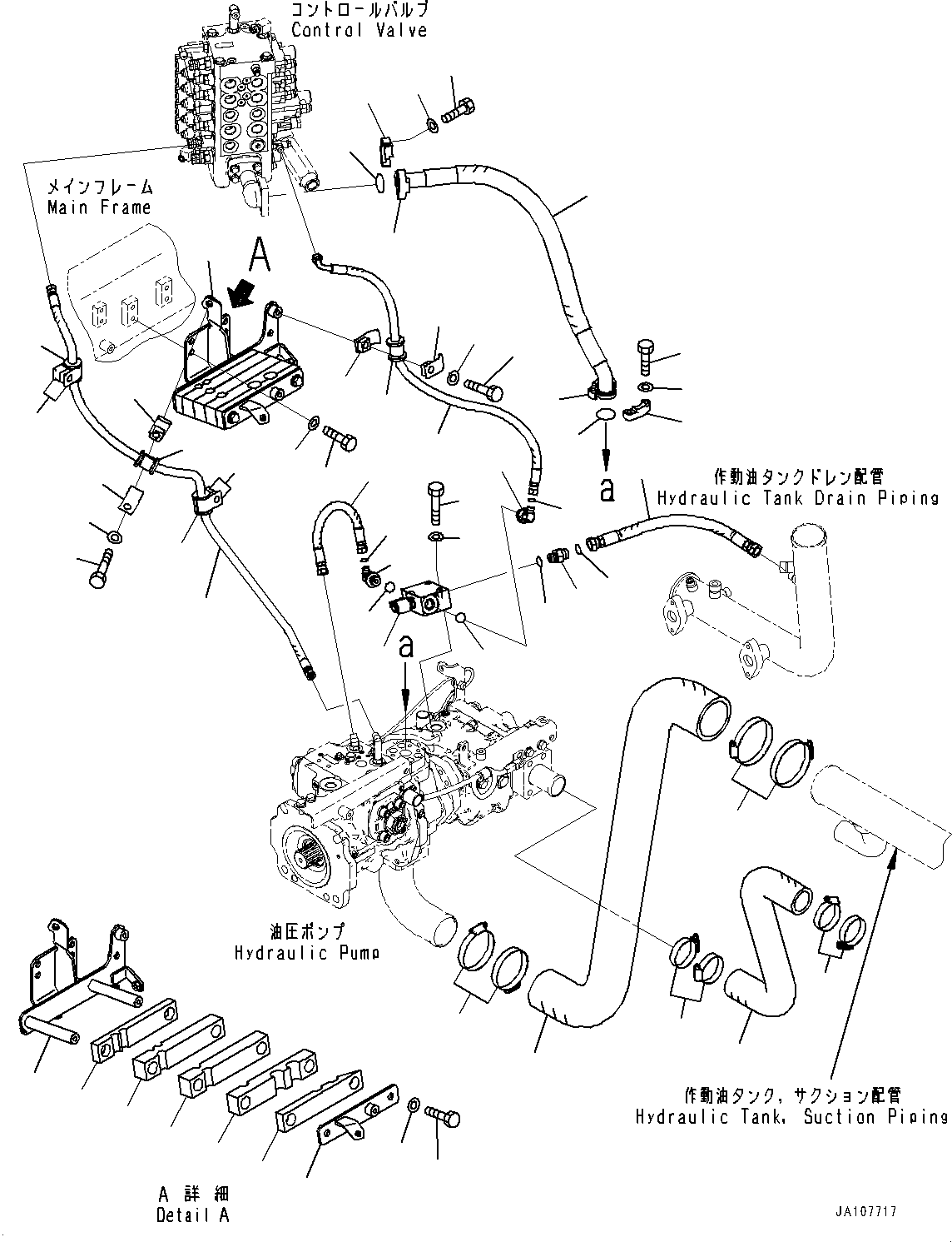 Komatsu parts book diagram for D71PXI-24 S/N 74001-UP: HYDRAULIC PUMP PIPING, DELIVERY PIPING(#70002-)