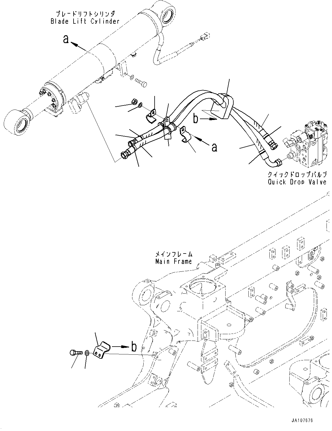 Komatsu parts book diagram for D71PXI-24 S/N 74001-UP: LIFT CYLINDER PIPING, PIPING, R.H.(#70002-)