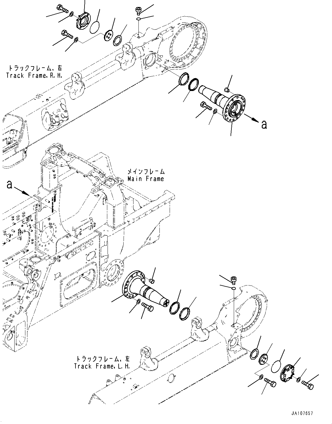 Komatsu parts book diagram for D71PXI-24 S/N 74001-UP: EQUALIZER BAR AND PIVOT SHAFT, PIVOT SHAFT(#70002-)