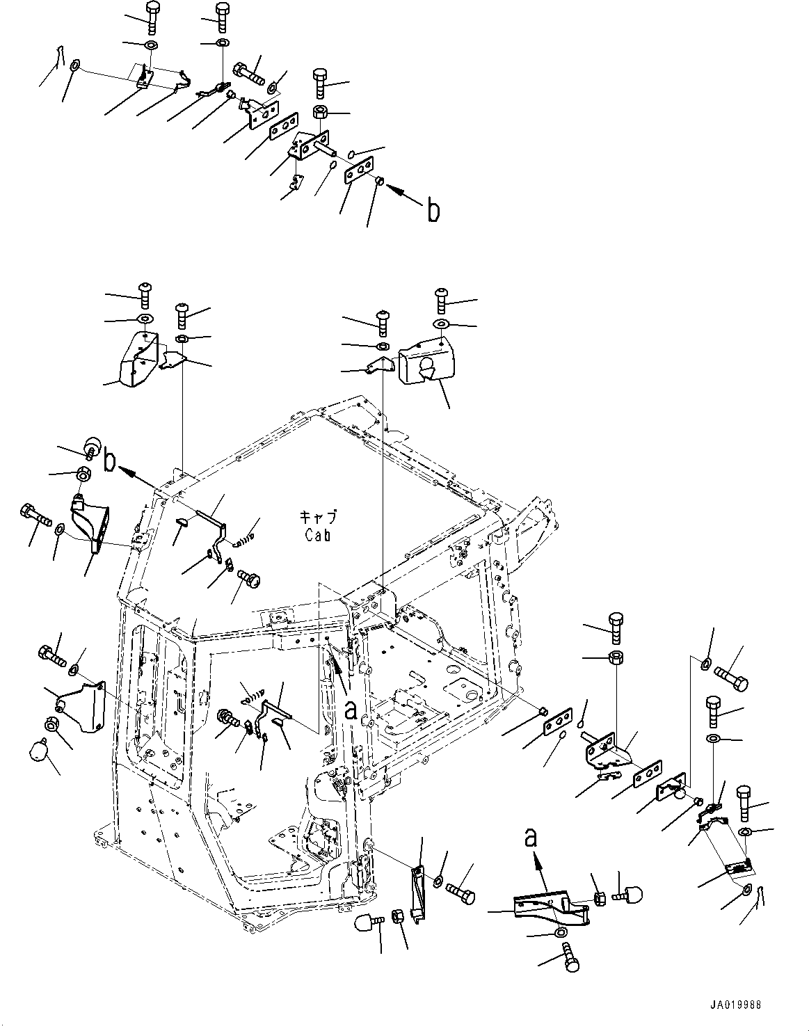 Komatsu parts book diagram for D71PXI-24 S/N 74001-UP: CAB, DOOR OPEN LOCK(#72161-)