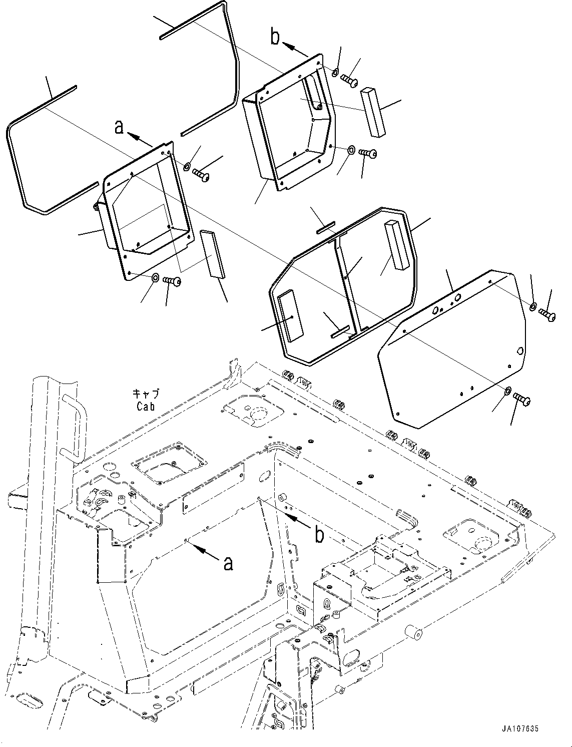 Komatsu parts book diagram for D71PXI-24 S/N 74001-UP: CAB, FLOOR COVER(#72161-)