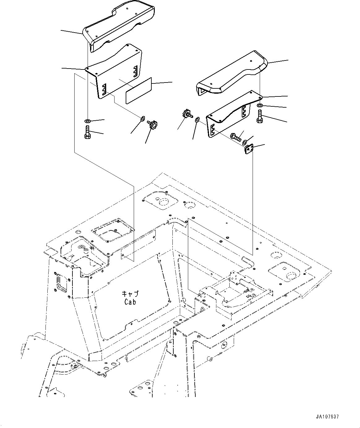 Komatsu parts book diagram for D71PXI-24 S/N 74001-UP: CAB, ARMREST(#72161-)