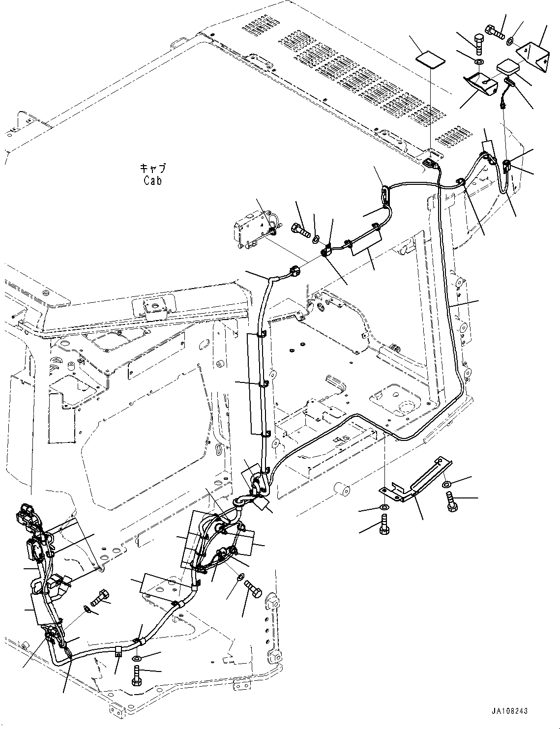 Komatsu parts book diagram for D71PXI-24 S/N 74001-UP: CAB ELECTRICAL UNIT, ANTENNA(#72161-)