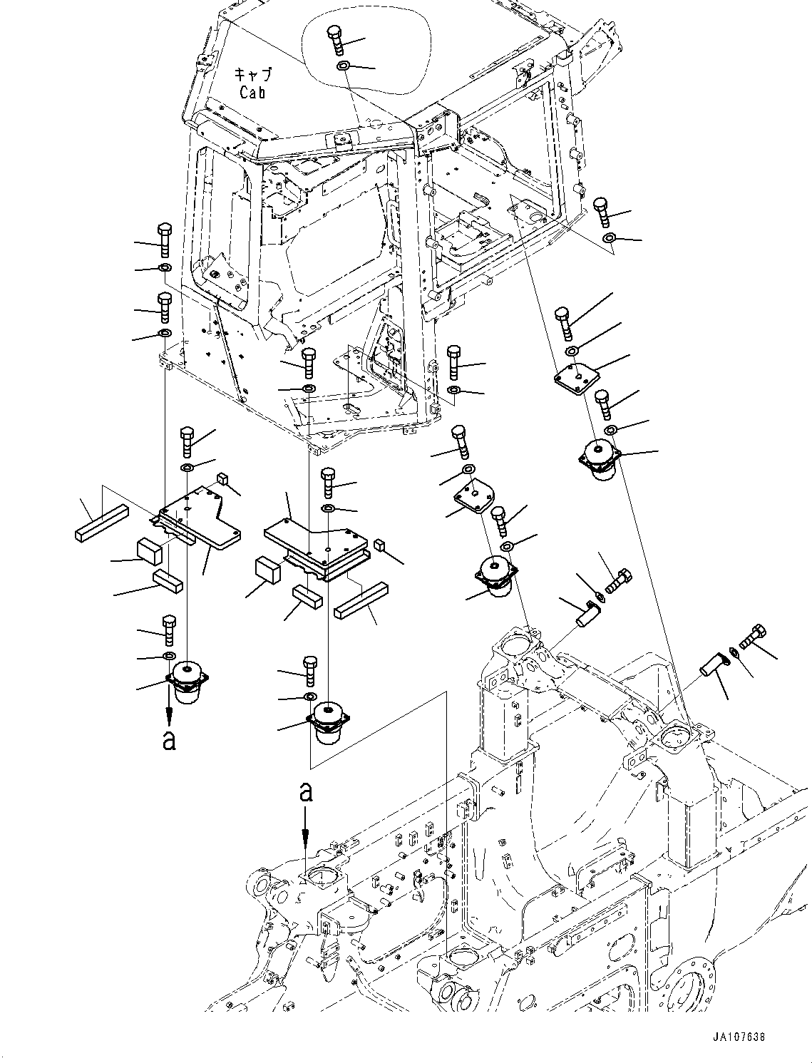 Komatsu parts book diagram for D71PXI-24 S/N 74001-UP: FLOOR MOUNTING, (#70002-)
