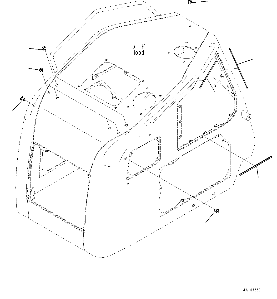 Komatsu parts book diagram for D71PXI-24 S/N 74001-UP: ENGINE HOOD, SHEET(#70002-)