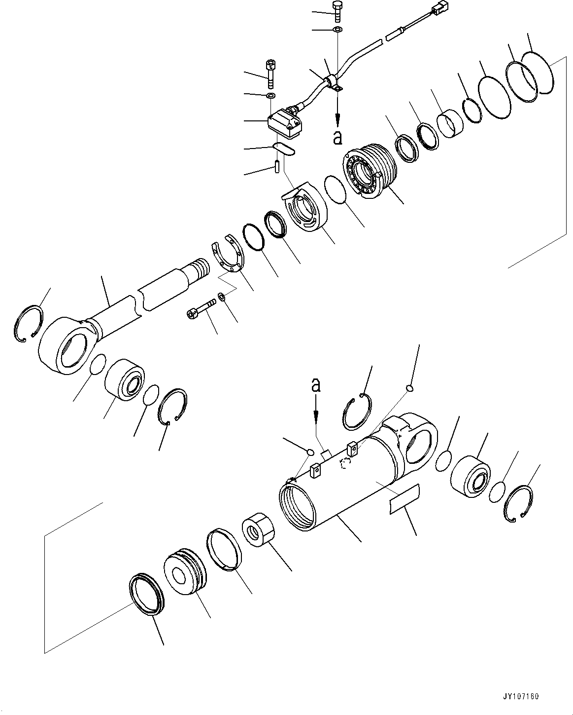 Komatsu parts book diagram for D71PXI-24 S/N 74001-UP: TILT CYLINDER, INNER PARTS, BLADE TILT CYLINDER(#70002-)