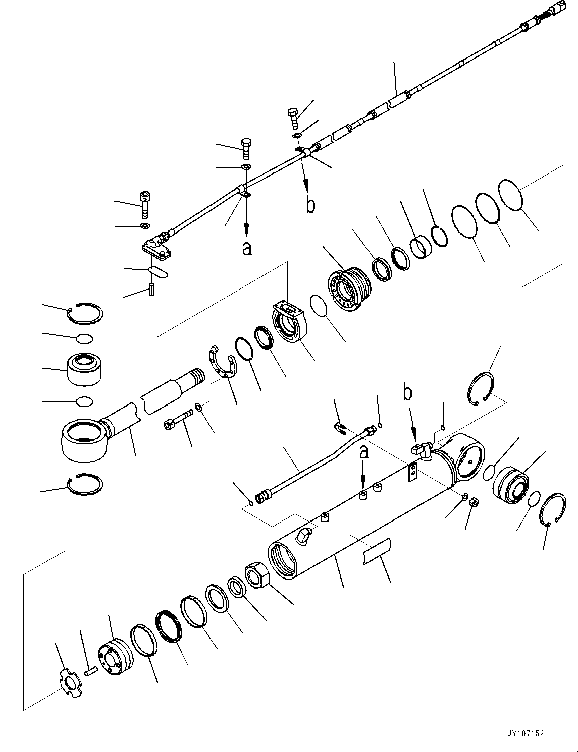 Komatsu parts book diagram for D71PXI-24 S/N 74001-UP: ANGLE CYLINDER, INNER PARTS, ANGLE CYLINDER, L.H.(#70002-)
