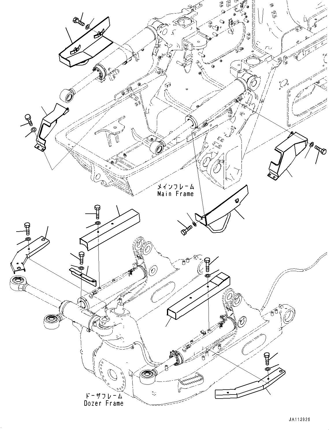Komatsu parts book diagram for D71PXI-24 S/N 74001-UP: DOZER HYDRAULIC PIPING, COVER(#71076-)