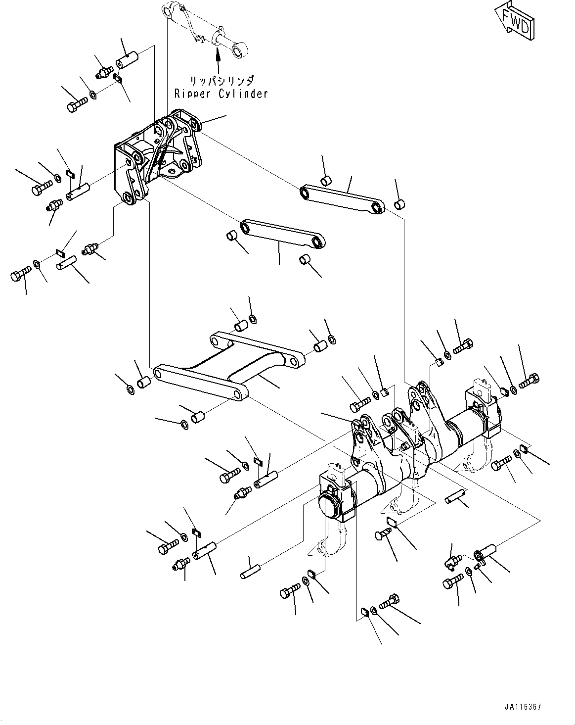 Komatsu parts book diagram for D71PXI-24 S/N 74001-UP: RIPPER, SUPPORT(#72279-)