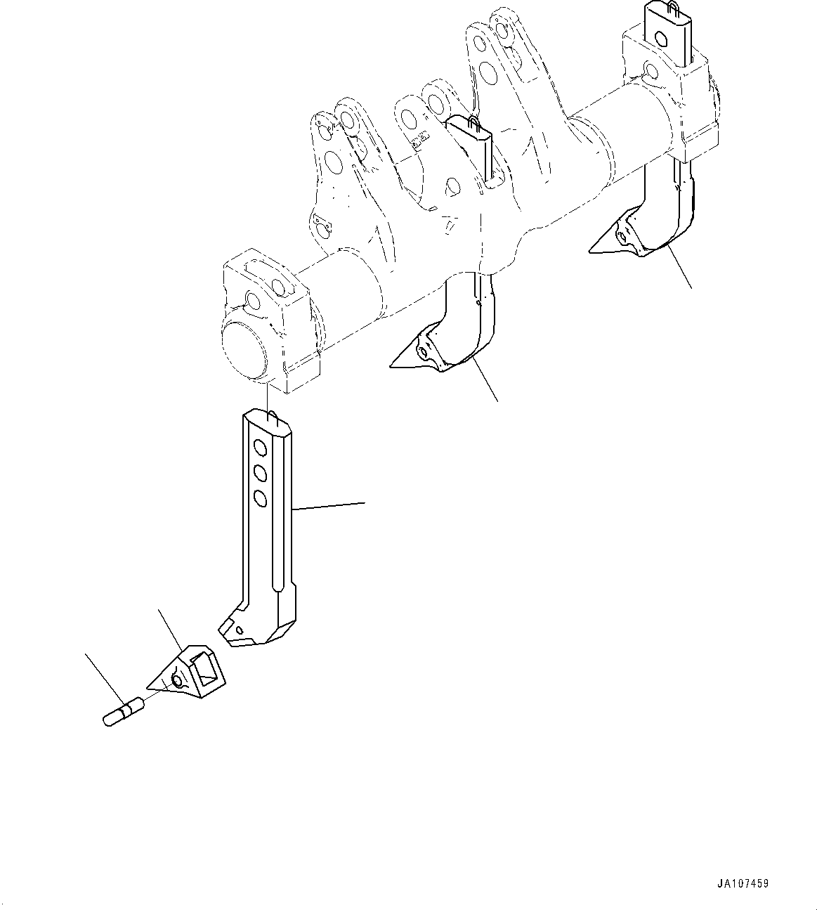 Komatsu parts book diagram for D71PXI-24 S/N 74001-UP: RIPPER, SHANK AND RIPPER POINT(#72279-)