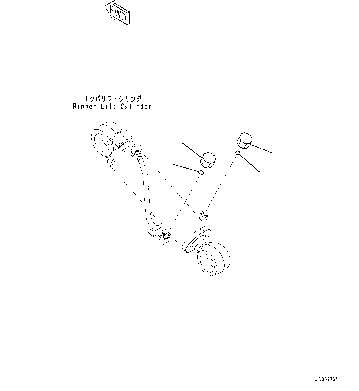 Komatsu parts book diagram for D71PXI-24 S/N 74001-UP: RIPPER LIFT CYLINDER, SHIPPING PARTS(#70002-)