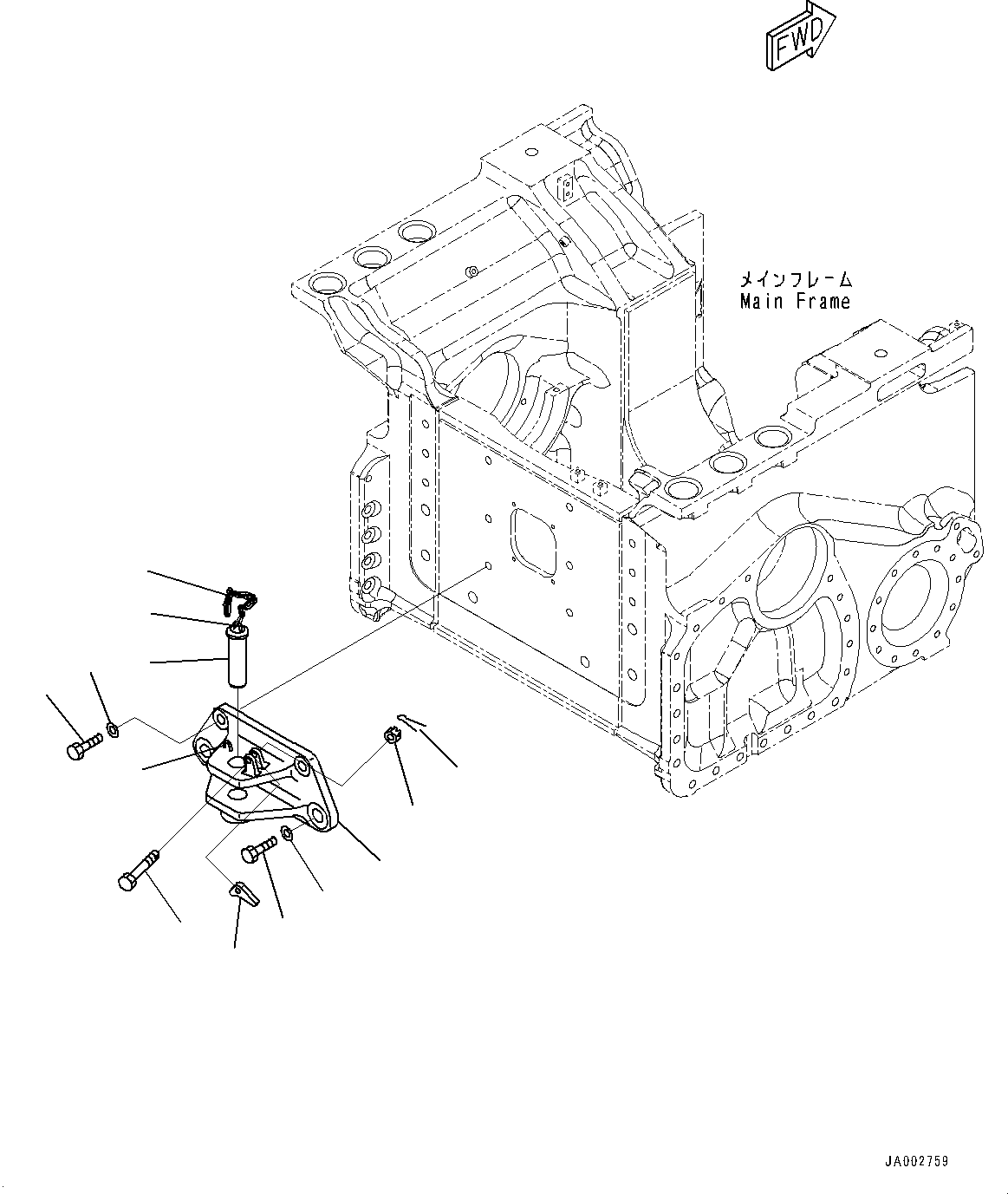 Komatsu parts book diagram for D71PXI-24 S/N 74001-UP: DRAWBAR, (HITCH)(#70002-)