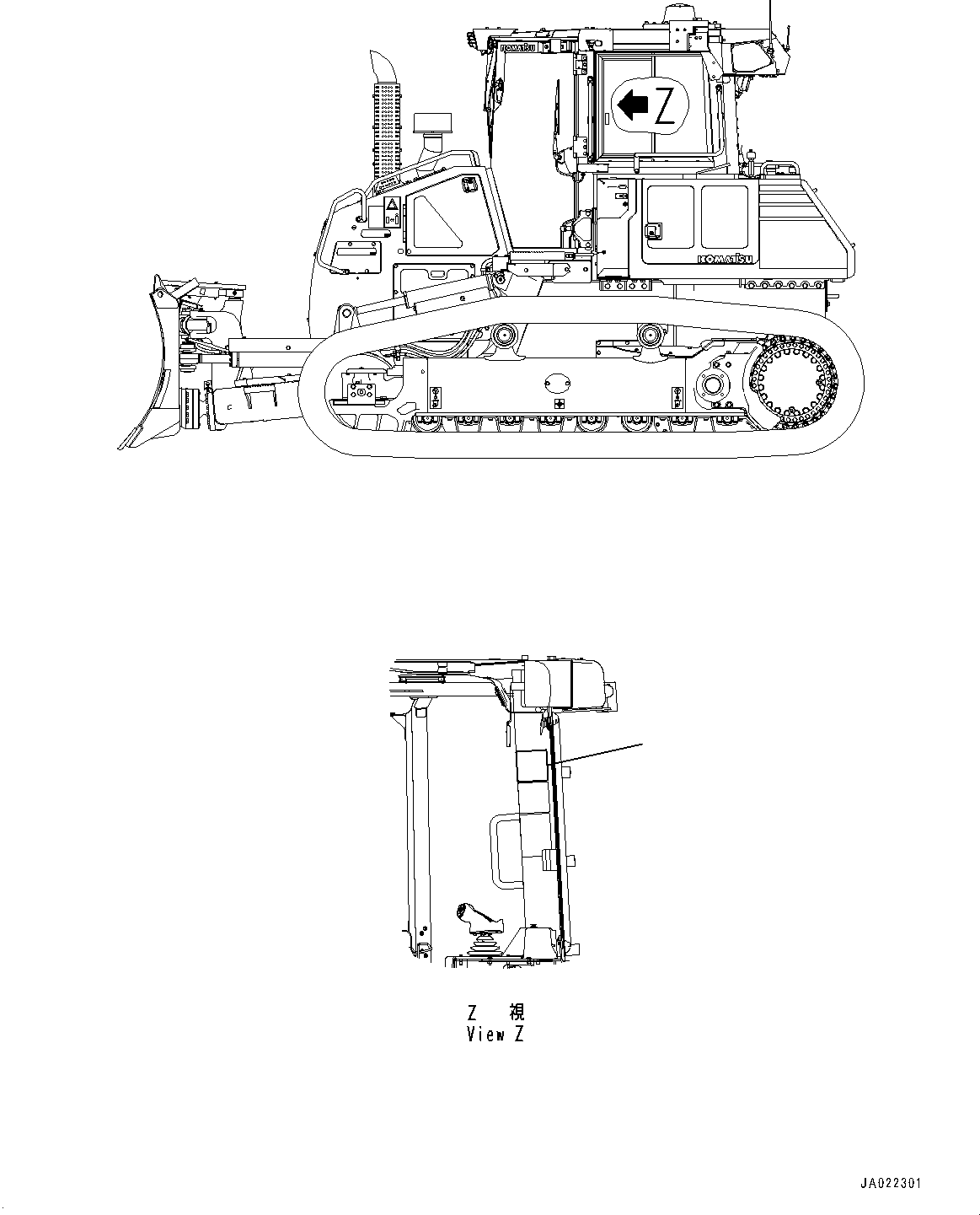 Komatsu parts book diagram for D71PXI-24 S/N 74001-UP: CAUTION PLATES, KOMTRAX, (WITH GATEWAY FUNCTION CONTROLLER, NORTH AMERICA AND LATIN AMERICA)(#70002-)