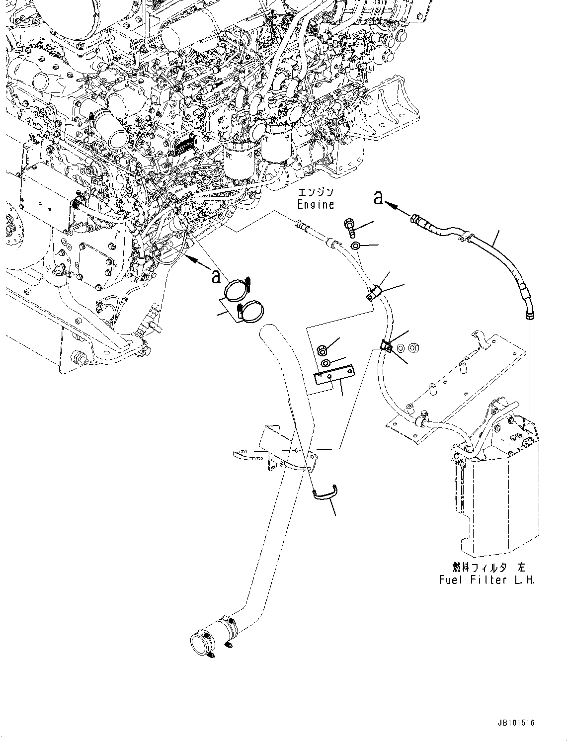 Komatsu parts book diagram for HD785-8E0 S/N 55001-UP: ENGINE RELATED PARTS, FUEL PREFILTER PIPING (2/2)(#56001-)