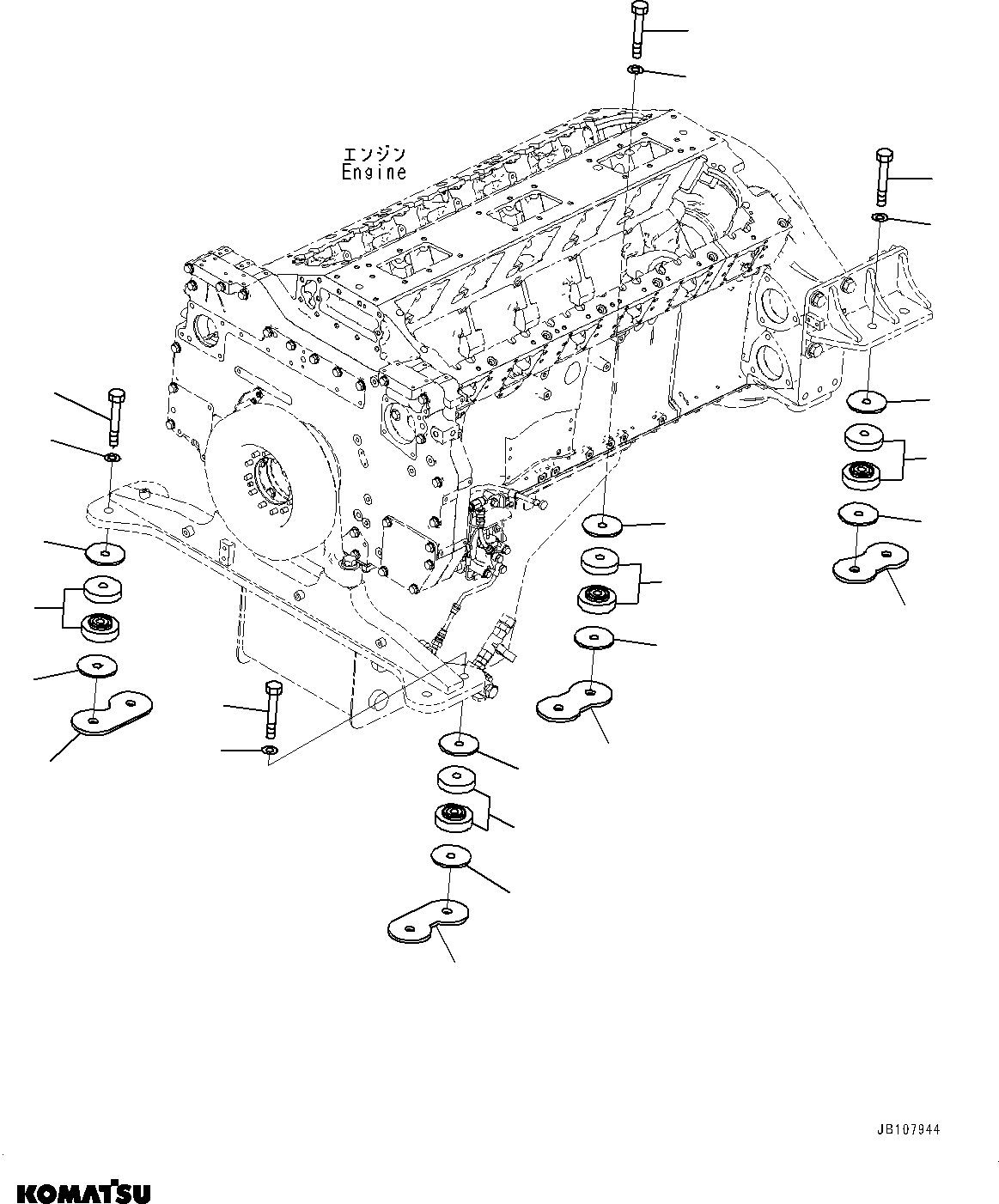 Komatsu parts book diagram for HD785-8E0 S/N 55001-UP: ENGINE MOUNTING, (#55001-)