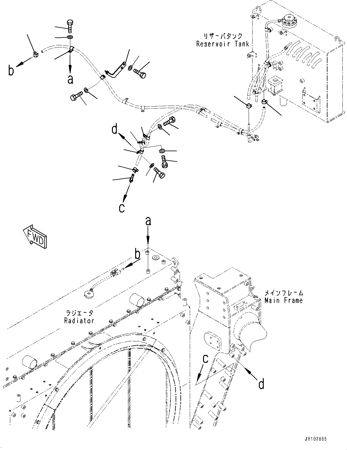 Komatsu parts book diagram for HD785-8E0 S/N 55001-UP: COOLANT PIPING, CLIP (1/2)(#55001-)