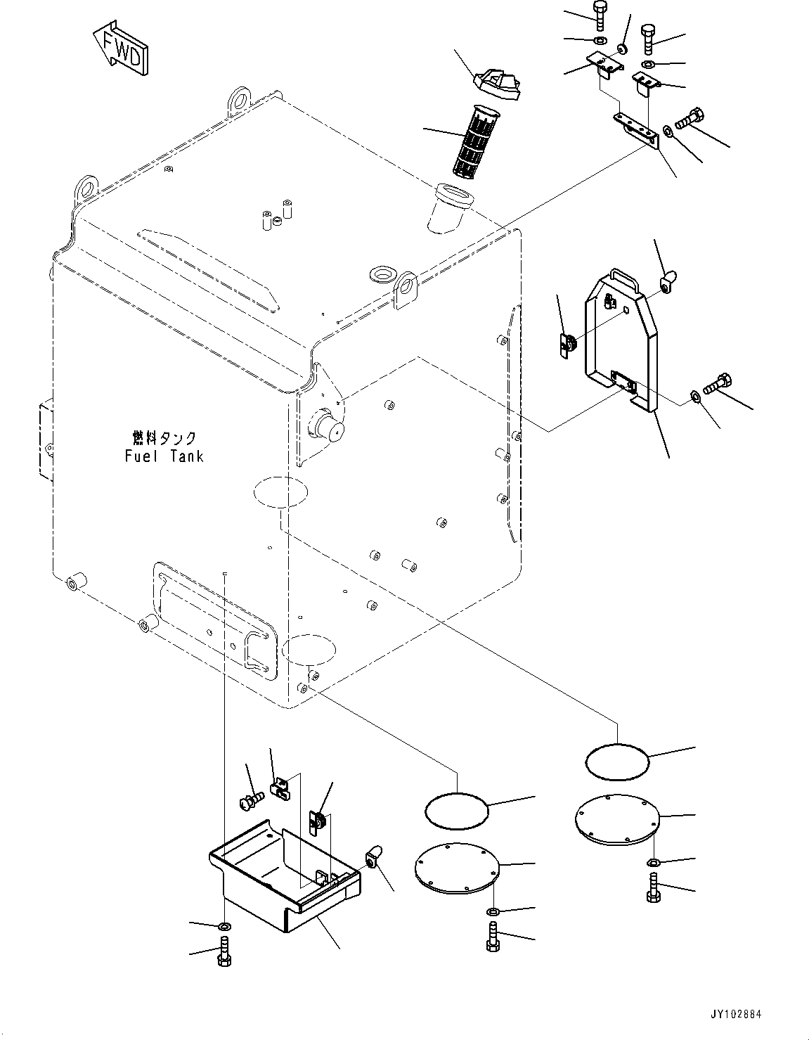 Komatsu parts book diagram for HD785-8E0 S/N 55001-UP: FUEL TANK, STRAINER(#55001-)