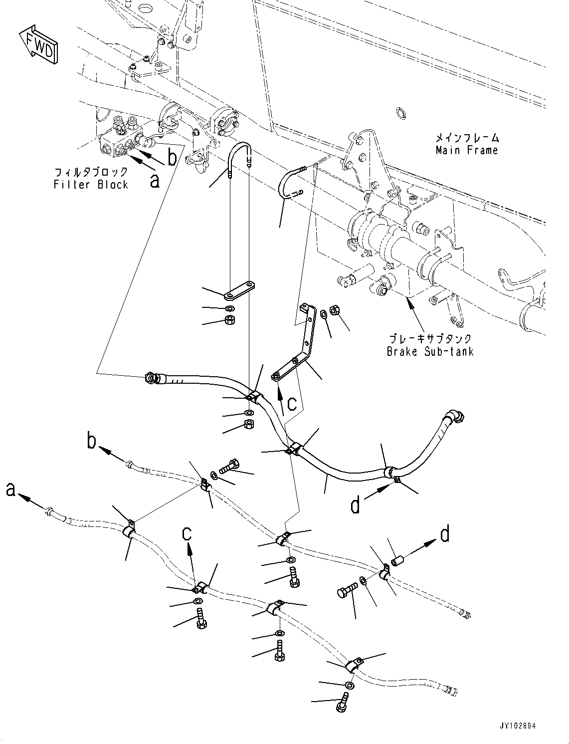 Komatsu parts book diagram for HD785-8E0 S/N 55001-UP: FUEL PIPING, HOSE(#55001-55014)