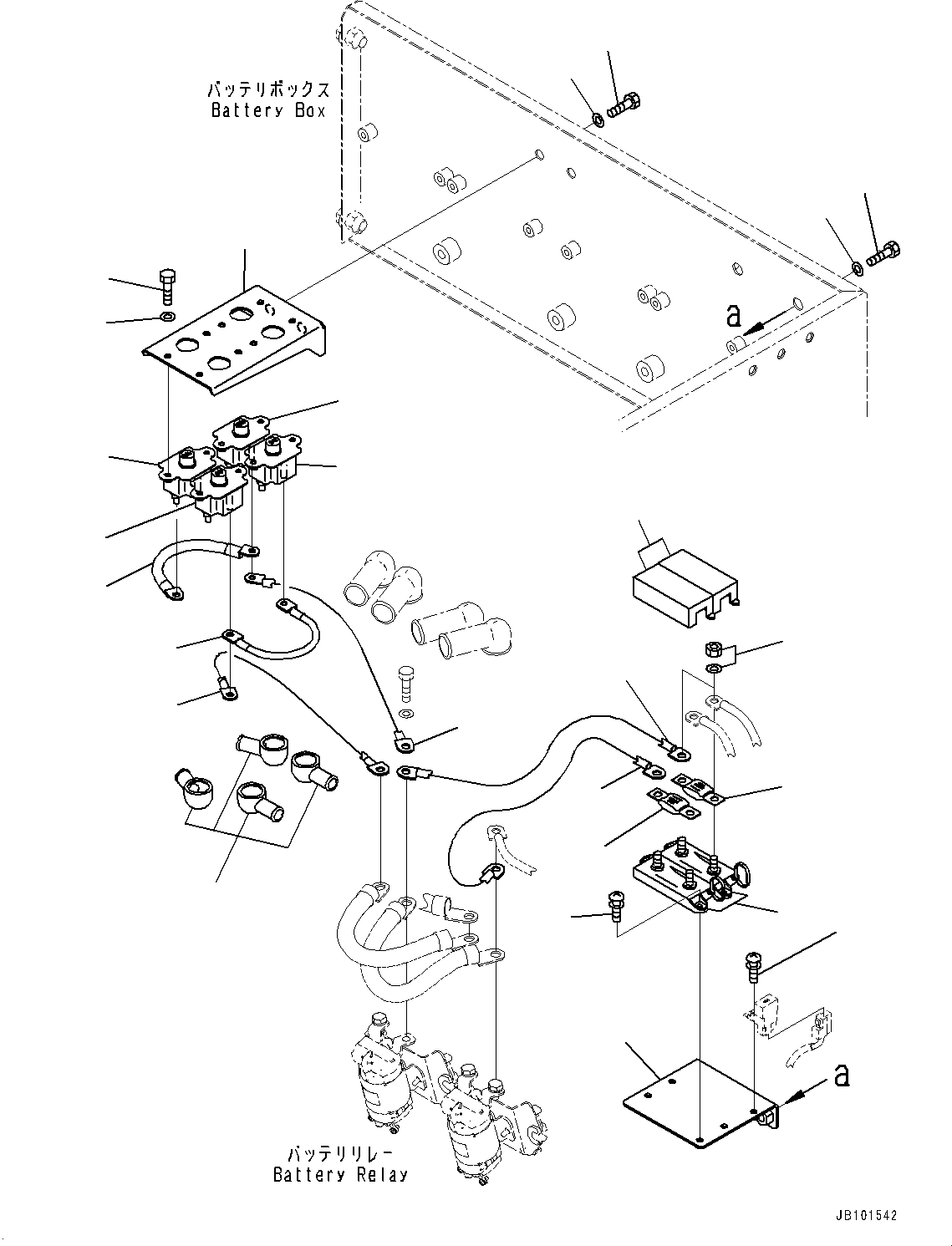 Komatsu parts book diagram for HD785-8E0 S/N 55001-UP: BATTERY BOX AND REAR HOOD, CABLE(#55001-)